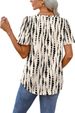 OFEEFAN T Shirts For Women V Neck Dressy Casual Blouses Puff Short Sleeve Summer Tops Loose Fit_ecoleips.com