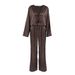 Simulated Silk Sleeve Long Pants Pajamas Loose Fit Wearable Outside Two Piece Set 2026 European And American Autumn_ecoleips.com