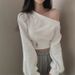 Foreign Trade Real Shot Hot Girl Sweet And Cool Style Asymmetrical Neck Off-Shoulder Sweatshirt For Women Autumn Loose_ecoleips.com