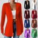 Women's Long Sleeve V Neck One Button Solid Color Suit Jacket European American Fashion Temperament_ecoleips.com