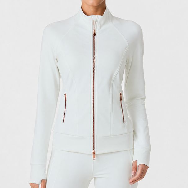 Women's Long Sleeve Sports Top Slim Fit Stand Collar Double Zipper Yoga Wear Jacket For Autumn Winter Outdoor Fitness_ecoleips.com
