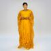 Women's Clothing Plus Size Clothes Elegant Water-Soluble Lace Plus Size Dress For Women – Loose Long Robe With Short Sleeves_ecoleips.com