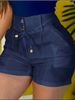 Women's High Waist Button Shorts Polish Style Casual Solid Color Spring/Summer/Autumn New Arrival Clothing_ecoleips.com