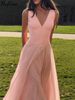 Hugcitar Elegant V Neck Solid Straps Buttons Backless Frill Sexy Maxi Dress Zipper Patchwork Summer Women Outfit Party Festival_ecoleips.com