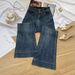Retro Hong Kong Style Micro Jeans Women, New Spring High-Waisted Double-Buckle Slimming Loose Flare Pants For Petite_ecoleips.com