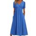 Dress Autumn Style Temperament Women's Clothing Pullover Solid Color Short-sleeved Crew Neck Umbrella Skirt_ecoleips.com