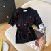 Summer New Women's Slim Fit Short Sleeve T-Shirt round Neck Unique Heart Shaped Top Ice Silk Knitwear Real Photos 2026_ecoleips.com