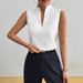European And American Cross-border 2026 Summer New Women's Top, Solid Color V-neck Slim-fit Sleeveless Textured_ecoleips.com