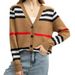 Women's Clothing Retro Contrast Color Striped Knitted Cardigan Fashionable And Versatile Temperament Casual Long Sleeves_ecoleips.com