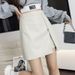 Black PU Leather For Women, Autumn And Winter Fashion, Irregular Split, High Waist A-Line Bodycon Skirt_ecoleips.com