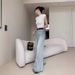JWUNIQUE Vintage Washed High-Waisted Jeans For Women, New Loose Fit Slimming Straight Wide-Leg Floor-Length Pants_ecoleips.com