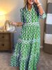 Women's Clothing Hot New Models Spring And Summer Geometric Print Round Neck Long Skirt Women's Dress_ecoleips.com