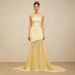 European And American New Style Gentle Wind Light Yellow Ice Silk Mesh Patchwork Strapless For Women With Large Hem Slim_ecoleips.com
