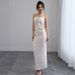 Lace 2-Piece Outfit - Strapless Tie-Front Top & Maxi Skirt, Perfect For Beach Vacation_ecoleips.com