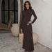 Women's Slim Fit Long Sleeve Dress European American Style Solid Color Fashion round Neck Cross Border Wholesale 2025 Autumn Winter New_ecoleips.com