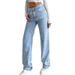 High Waist Women's Light Washed Jeans Loose Wide Leg Straight Pants Large Size Comfortable Fit Denim_ecoleips.com