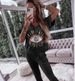 2024 European And American Cross-Border Trade Women's Summer Evil Eye Sequin Pattern Short Sleeve Long Pants Fashion_ecoleips.com
