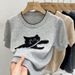 Women's Clothing Round Neck Short Sleeved Knitted Sweater For Women Spring New Women's Clothing Loose And Slim Cartoon Niche Half Sleeved Top Trend_ecoleips.com