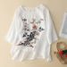 Classic Short-Sleeved Artistic T-Shirt For Summer; Features Embroidery, A Loose Fit With A Round Neckline, And Short Sle_ecoleips.com