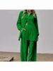 Women's Clothing Long Sleeved Temperament Commuter Skin Color Wrinkled Cloth Solid Color Long Shirt And Wide Leg Pants Suit For Women_ecoleips.com