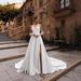 Elegant Satin Strapless Wedding Dress With Slit & Train – Lightweight French-Inspired Bridal Gown For Photoshoots & Reception_ecoleips.com