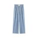2026 New Women's Plus Size Summer Thin Elastic Wide-Leg Straight Pants With Tencel Washed Denim And Waist Cord_ecoleips.com