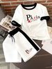 Women's Clothing Women's Elegant Summer Patchwork Set Heart Print Short Sleeve Eiffel Tower Design Paris Theme Clothing_ecoleips.com