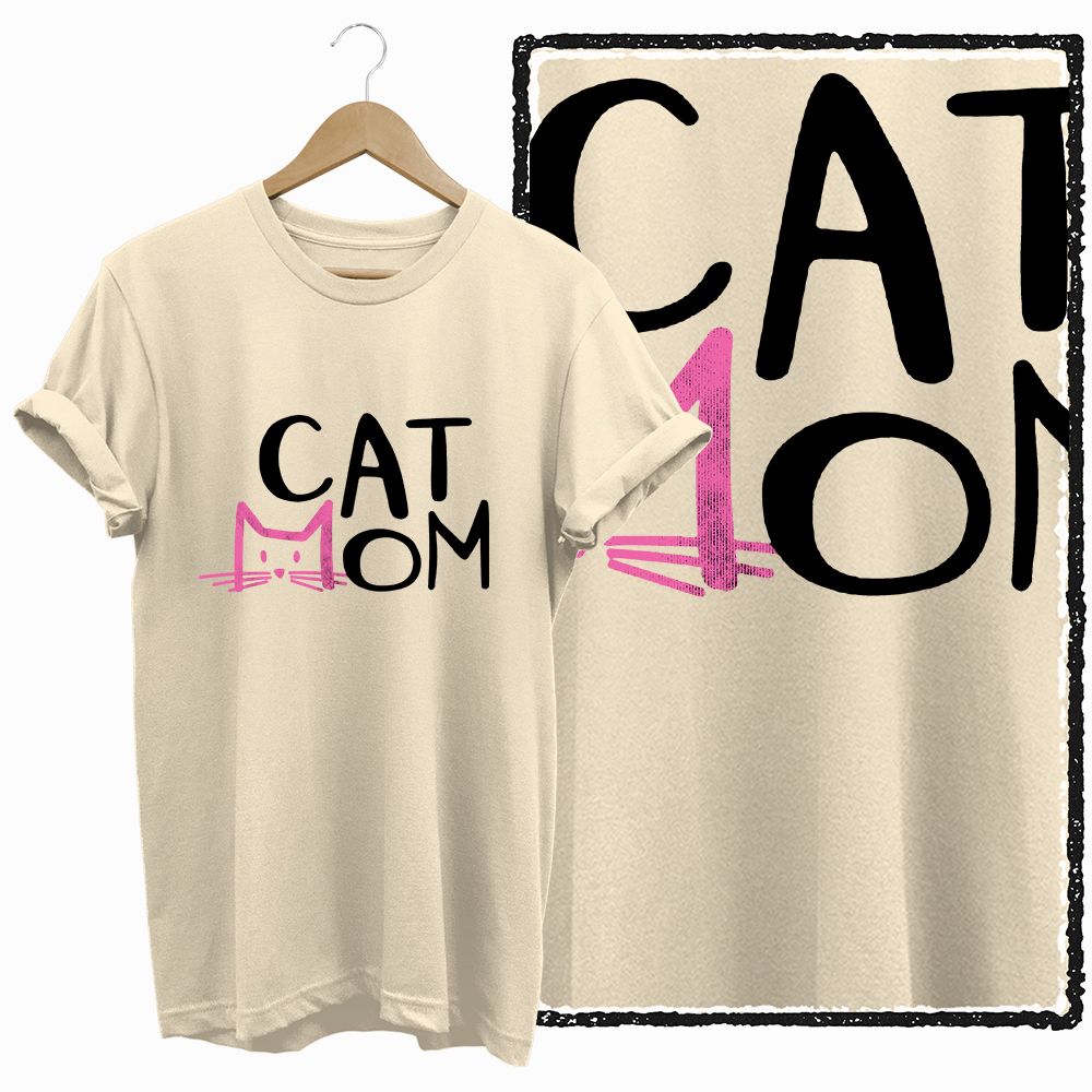 COOLMIND BEIGE Cat Print Exclusive Graphic 100% Cotton Women T Shirt Big Size Loose Cotton Cat Lover Women Tshirt LOVELY Cat Tee_ecoleips.com