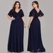 Women's Clothing New Fat Sister Bridesmaid Dress Wedding Annual Meeting Chiffon V Neck Banquet Long Dress_ecoleips.com