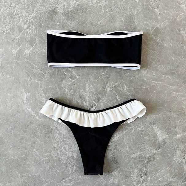 2024 New Style Swimsuit, Strapless Ruffle Triangle Beach Hot Spring Bikini Swimwear_ecoleips.com
