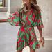 Autumn Bat Sleeve V-Neck Hem Irregular Dress Women's Clothing_ecoleips.com