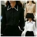 Women's Casual Color Blocked Collared Long Sleeve Shirt Stylish Elegant Fashion Blouse for Spring/Autumn Summer Regular Size_ecoleips.com