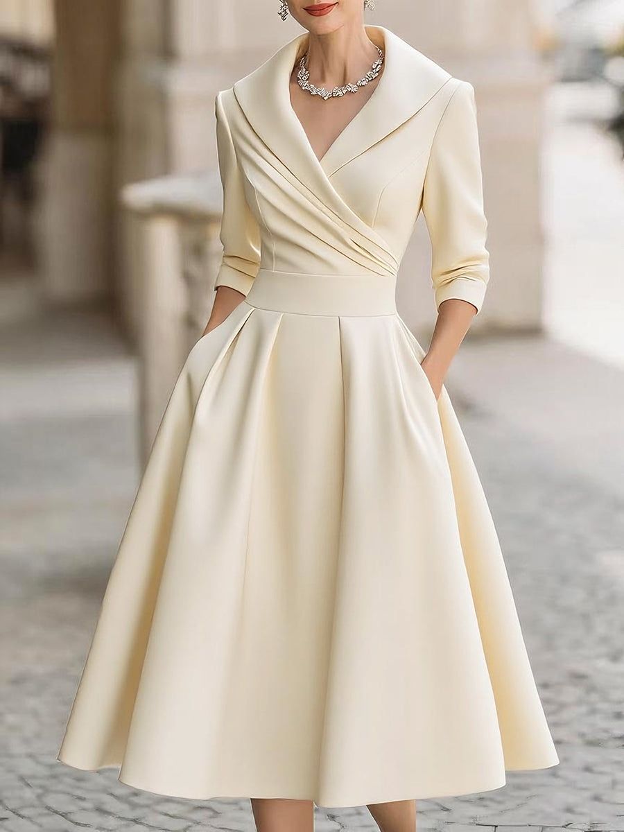 Temperament Formal Waist Dress Skinny Elegant Long-sleeved Long Dress_ecoleips.com