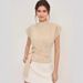 Women's Fashion High Neck Short Sleeve Top Button Down Waist Cinching_ecoleips.com