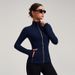 Women's Gold Zipper Stand Collar Yoga Jacket Slim Fit Cardigan Fitness Wear Sports Style_ecoleips.com