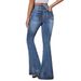 Spring Autumn Women's High Waist Slimming Denim Pants Fashion Elastic Flared All Match European American Style_ecoleips.com
