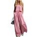 Women's Clothing Summer Casual Vacation Style Women's Camisole And Wide Leg Pants Set Solid Color High Waisted Drawstring Top And Bottoms Outfit_ecoleips.com