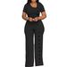 Women's Clothing Jumpsuit Irregular Neckline Waist Wide Leg Button Down Romper For Women For Formal & Casual For Women_ecoleips.com