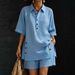 Women's Autumn Summer Short Sleeve Shirt And Loose Pants Two Piece Set Casual Comfortable Fashion Outfit_ecoleips.com
