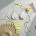Women's Solid Color Two-Piece Bikini Set High-Waisted Bottoms Crop Top Tie-Front Beach Vacation Swimwear_ecoleips.com
