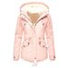 Women's Hooded Winter Coat With Drawstring Waist - Thick Cotton-Padded Jacket For Cold Weather - Streetwear Fashion In Pink, Red, Black, Navy_ecoleips.com