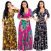 Women's Clothing Sexy V-Neck Print Floor Length Dress Plus Size Bohemian Casual Style For Women Summer Dress_ecoleips.com