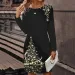 Women's Black Christmas Mini Pullover Dress Casual Christmas Snowflakes Wine Glass Print Dress Long Sleeve O Neck Winter Woman_ecoleips.com