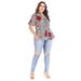 New Plus Size Women's Clothing, Printed Fitted Top For Plus Size Women, Short Sleeved Shirt With Straps_ecoleips.com