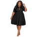 Plus Size Shirt Dress For Women – Oversized Button-Down Collar Dress With Long Sleeves (A-Line, Solid Colors)_ecoleips.com