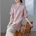 New Chinese-Style Stand-Up Collar, Button-Up, Chinese-Style Embroidered Cotton And Linen Tea Suit, Short-Sleeved Summer,_ecoleips.com