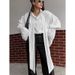 Autumn/Winter Fashionable Commuting Loose-Sleeved Shirt With Ribbon Design, French-Style White Blazer For Women_ecoleips.com