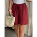 Casual Style Women's Shorts, Skin-friendly, Comfortable And Breathable, Solid Color Pattern, Loose Drawstring, Traveling Daily Commuting Party_ecoleips.com