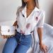 2026 Spr/Summer European And American Style Feather Collar Loose Short-Sleeve Shirt Cross-Border Women's_ecoleips.com
