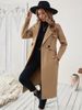 Elegant Women's Black & Beige Tweed Mid-Length Coat – Versatile Office To Evening Wear With V-Neck & Pockets_ecoleips.com